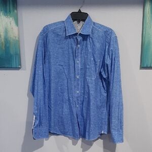 Bugatchi Men's Sky Blue Button-Down Casual Shirt